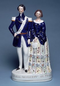 1857年のプロイセン皇太子妃とフレデリックウィリアム4世のスタッフォードシャーフィギュア（陶器） 作： English School